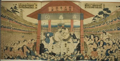Procession de lutteurs pour un match de collecte de fonds (Kanjin ozumo dohyo-iri no zu) - Utagawa Yoshimune