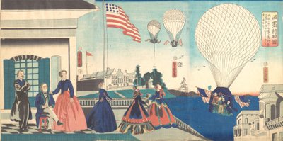 « Amérique » : Profiter des montgolfières - Utagawa Yoshitora