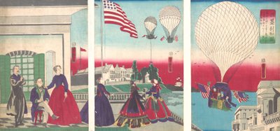 Ascension en ballon américain Amerikakoku, 1867 - Utagawa Yoshitora