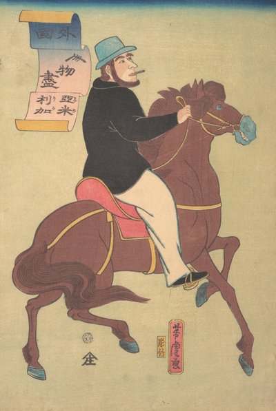 Cavalier Américain, 1er mois, 1861 - Utagawa Yoshitora