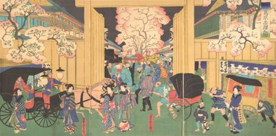 Cerises la nuit à New Shimabara - Utagawa Yoshitora
