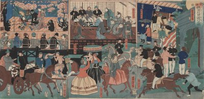 Étrangers visitant Yokohama - Utagawa Yoshitora