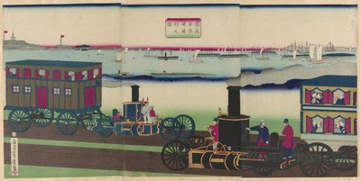 Locomotives à vapeur en voyage - Utagawa Yoshitora