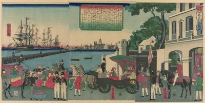 Le Port de Londres, Angleterre (Igirisu Rondon no kaiko), de la série "Collection de lieux pittoresques dans des pays étrangers (Bankoku meisho zukushi no uchi)" - Utagawa Yoshitora