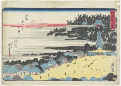 Vue du temple Hongan-ji à Ikegami - Utagawa Yoshitora