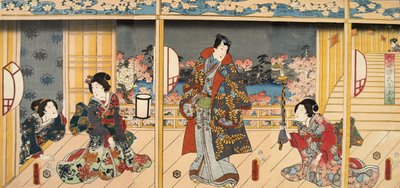 Scène du Genji monogatari (Conte de Genji) par Murasaki Shibuku (né en 978) c. 1860 - Utagawa and Toyokuni Kuniyoshi