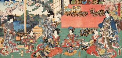 Scène du Genji monogatari (Conte de Genji) par Murasaki Shibuku (né en 978) c. 1860 - Utagawa and Toyokuni Kuniyoshi