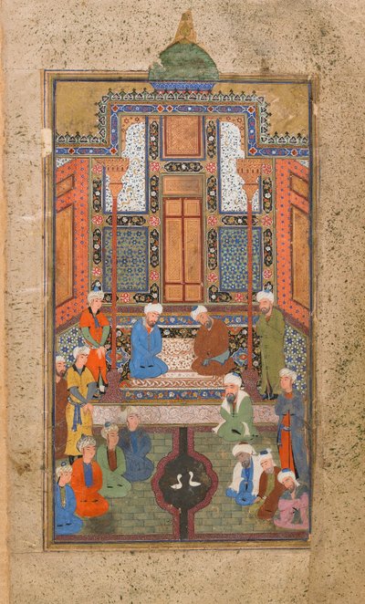 Scène de palais dans un Tuhfat al-Ahrar (Cadeau des libres) Boukhara, Ouzbékistan, période ouzbèke, vers 1540 - Uzbek School