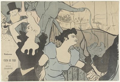 Affiche annonçant un bal masqué au Casino de Paris avec portraits de Cha-u-kao et Yvette Guilbert - V. Michel