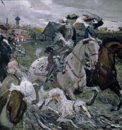 Pierre II (1715-30) et la tsarevna Élisabeth (1709-62) à la chasse, 1900 - Valentin Aleksandrovich Serov