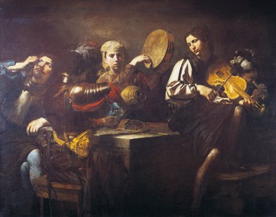 Musiciens et soldats, vers 1626, par Valentin de Boulogne - Valentin de Boulogne