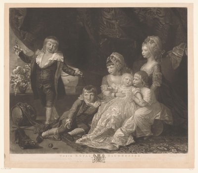 Portrait des six enfants de George III et Charlotte de Mecklembourg-Strelitz (Leurs Altesses Royales) - Valentine Green