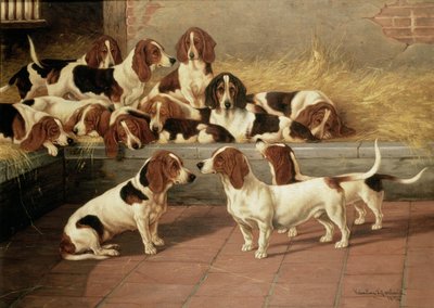 Bassets dans un chenil, 1894 - Valentine Thomas Garland