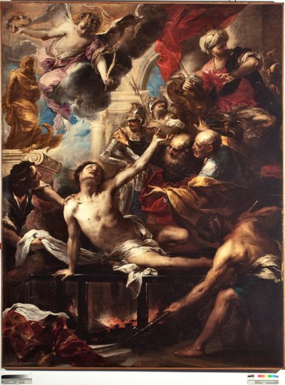 Martyr de saint Laurent sur le gril Peinture de Valerio Castello (1624-1659) Dim 236 x 182 cm Gênes, Musei di Strada Nuova (ex Palazzo Bianco) - Valerio Castello