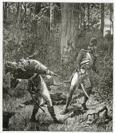 Rask le chien tuant un soldat anglais - illustration de Bug-Jargal - Valnay Pere et fils