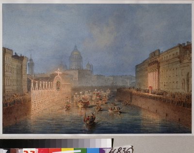 Illumination de la rivière Moïka à Saint-Pétersbourg - Vasili Semenovich Sadovnikov