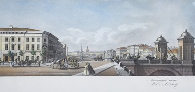 Le pont Anichkov depuis le panorama de la perspective Nevski - Vasili Semenovich Sadovnikov