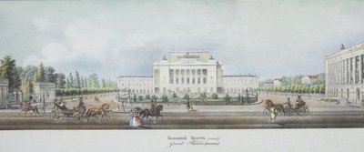Le Théâtre Impérial Bolchoï Kamenny de Saint-Pétersbourg depuis le panorama de la perspective Nevski - Vasili Semenovich Sadovnikov