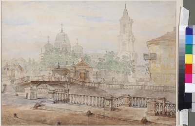 Le pont Voznesensky sur le canal Catherine, par Sadovnikov, Vasily Semyonovich (1800-1879). Aquarelle sur papier - Vasili Semenovich Sadovnikov