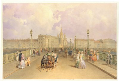 Vue du pont Blagoveshchensky à Saint-Pétersbourg, 1851 - Vasili Semenovich Sadovnikov