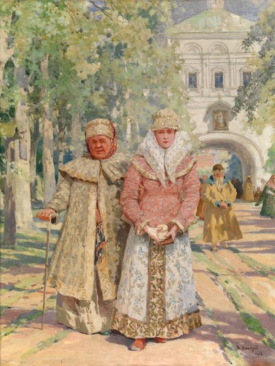 Devant la porte du monastère - Vasily Ivanovich Navozov
