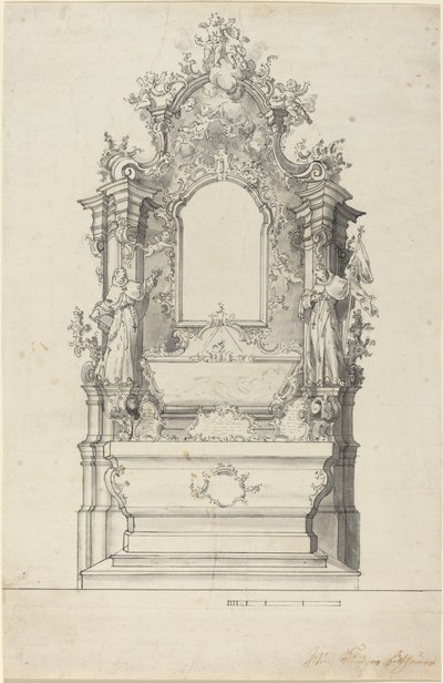 Autel rococo avec un tombeau reliquaire - Veit Königer