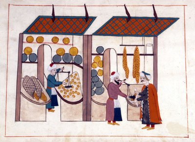 Un marchand de fruits et légumes (quatre saisons) à Constantinople, Turquie sous l