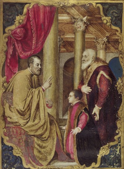 Sénateur ou doge vénitien présentant son fils à son saint patron - Venetian School
