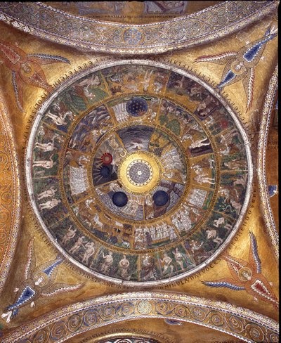Vue du dôme avec des mosaïques sur fond doré - Veneto Byzantine School