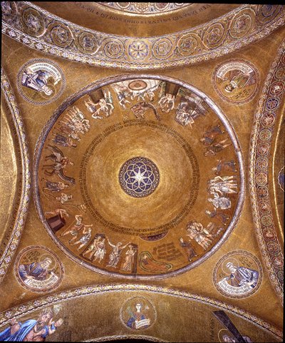 Vue du dôme avec des mosaïques sur fond doré - Veneto Byzantine School