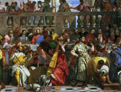 Les Noces de Cana, détail des musiciens et des chiens (détail) - Paolo Veronese