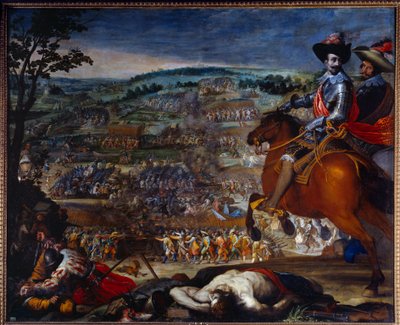 Guerre de Trente Ans : 1618-1648. « La bataille de Fleurus en 1622. » Elle oppose les troupes protestantes de Christian de Brunswick et Ernst von Mansfeld contre l