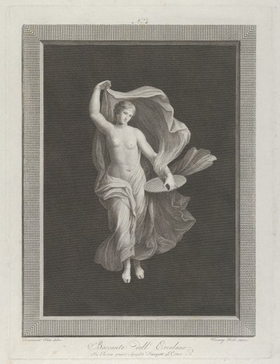Une bacchante partiellement nue tenant un disque dans sa main gauche et levant ses vêtements..., vers 1795-1820 - Vicenzo Feoli