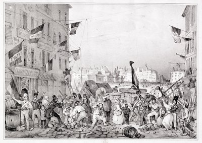 Barricade à la Rue Dauphine, 29 juillet 1830, gravée par H. Delaporte - Victor Adam