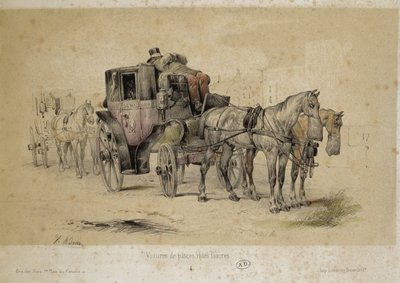 Voitures appelées fiacres - Lithographie par Adam, v.1840 - Victor Adam