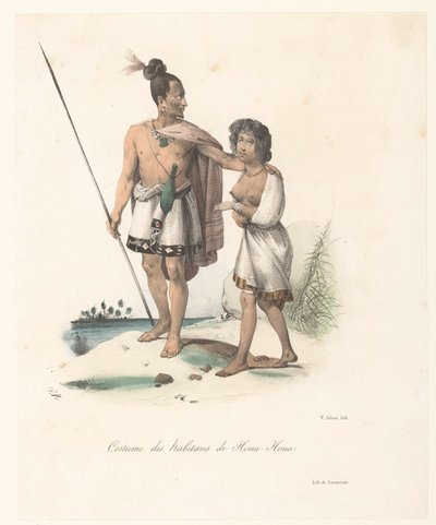 Costume des habitants de Houa-Houa (Nouvelle-Zélande) - Victor Adam