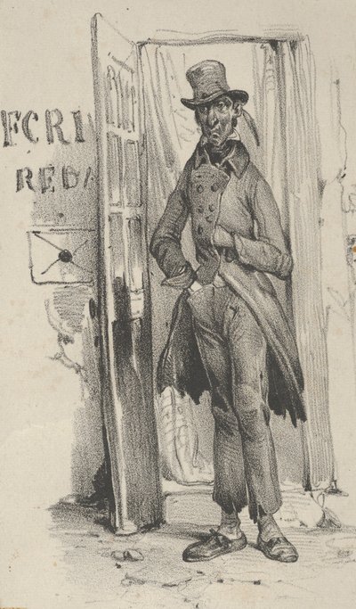 Homme debout dans une porte, milieu du 19ème siècle - Victor Adam