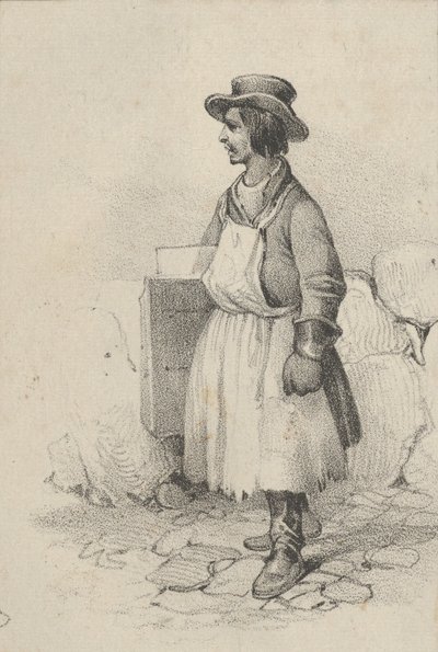 Homme portant un tablier et un chapeau, milieu du 19ème siècle - Victor Adam