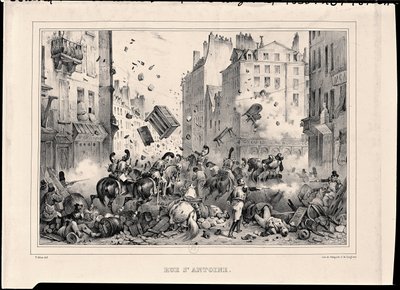 Rue Saint-Antoine en juillet 1830, gravée par H. Delaporte - Victor Adam