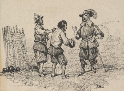 Trois hommes discutant, milieu du 19e siècle - Victor Adam