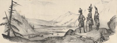 Trois soldats dans un paysage - Victor Adam