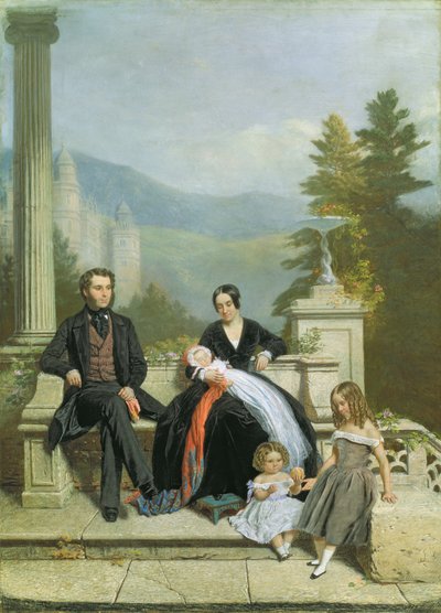 Henry Granville Fitzalan Howard avec Minna Lyons et ses trois enfants aînés, 1845 - Victor Dartiguenave