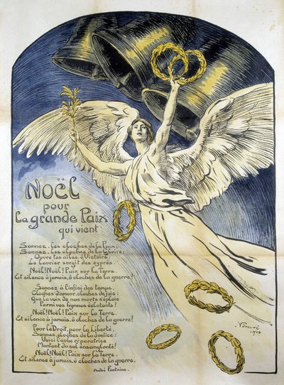 Figure allégorique de la Paix - Poème «Noël pour la grande paix qui vient» par André Fontaine, ill. par V. Prouvé - Victor Emile Prouve