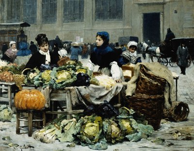 Un étal de légumes, aux Halles Centrales, Paris, 1878 - Victor Gabriel Gilbert