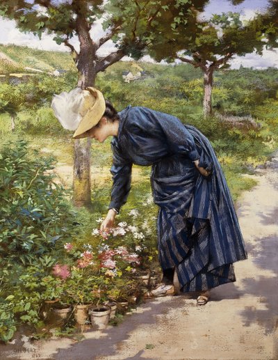 Dame dans un jardin - Victor Gabriel Gilbert