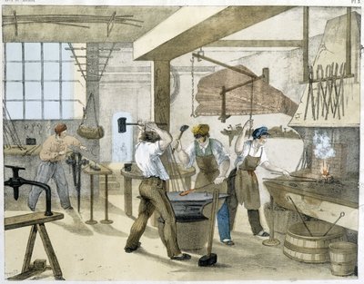 Le serrurier, litho de Janson. XIXe siècle. - Victor Janson