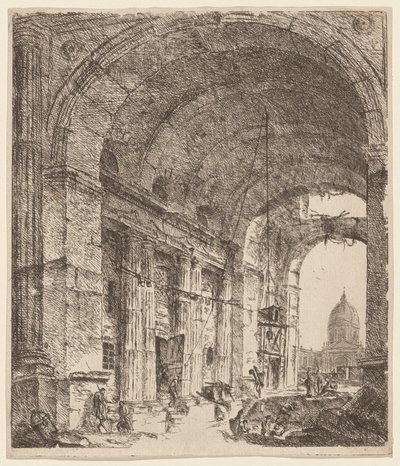 Une voûte en ruine avec une vue de Saint-Pierre - Victor Louis