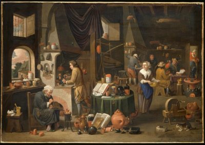 Intérieur avec alchimiste et assistants - Victor Mahu