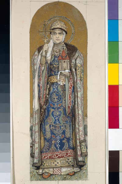Sainte Olga, princesse de Kiev (étude pour fresques dans la cathédrale Saint-Vladimir de Kiev) - Victor Mikhailovich Vasnetsov