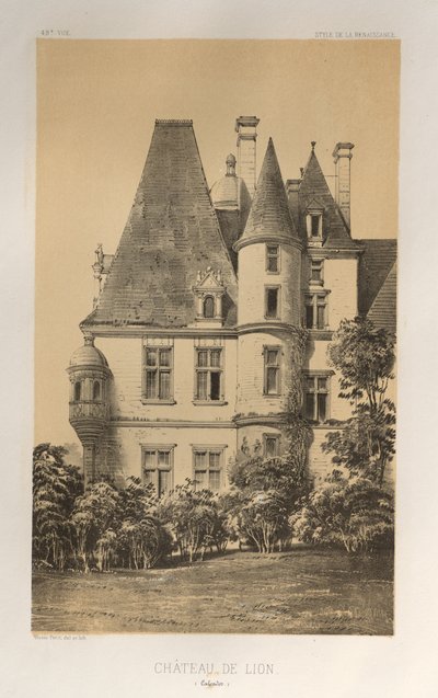 Architecture Pittoresque ou Monuments des XVeme et XVIeme Siecles: Chateaux de France des XV et XVI Siecles: Pl. 49, Château De Lion (Calvados) - Victor Petit